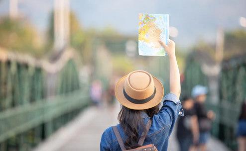 Travel and hospitality with airplane and hotel