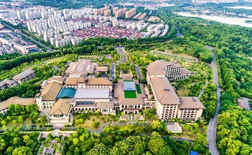 Construction site with crane and building materials